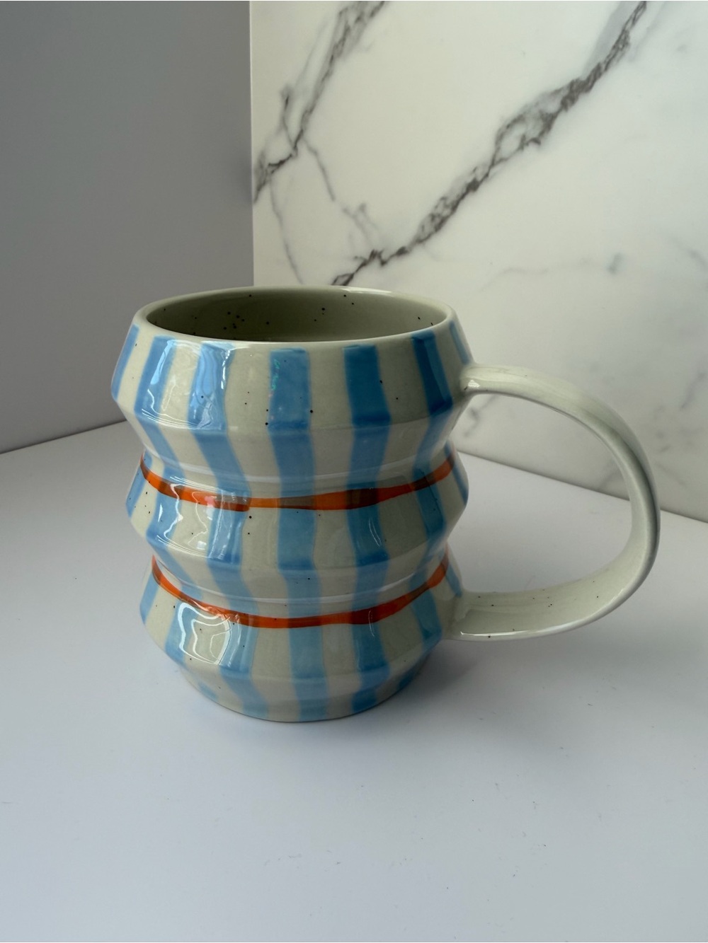 ANTHROPOLOGIE Josephine
Ceramic Mug Blue Orange & Cream - Picture 4 of 7
